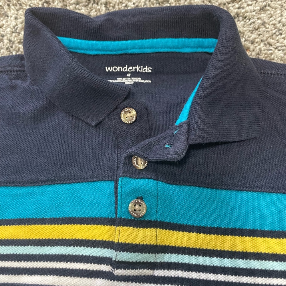 Boys Wonderkids 4T Blue Short Sleeve Polo T-Shirt - Picture 2 of 5